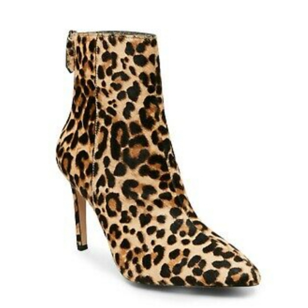 Steve Madden Carey Genuine Calf Hair Leopard Print Heeled Bootie | Size 7
